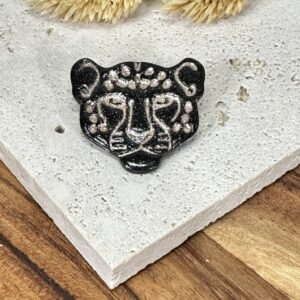 Broche léopard noir pailleté champagne