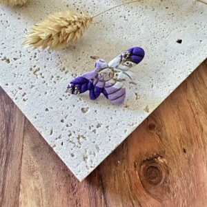Broche abeille patchwork mauve