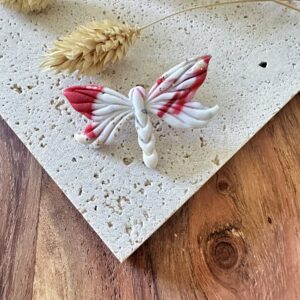 Broche libellule marbée rose & blanche