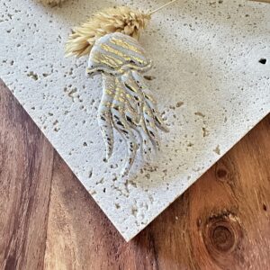 Broche méduse blanche & or craquelé