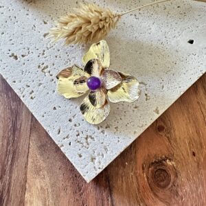 Broche fleur double en améthyste