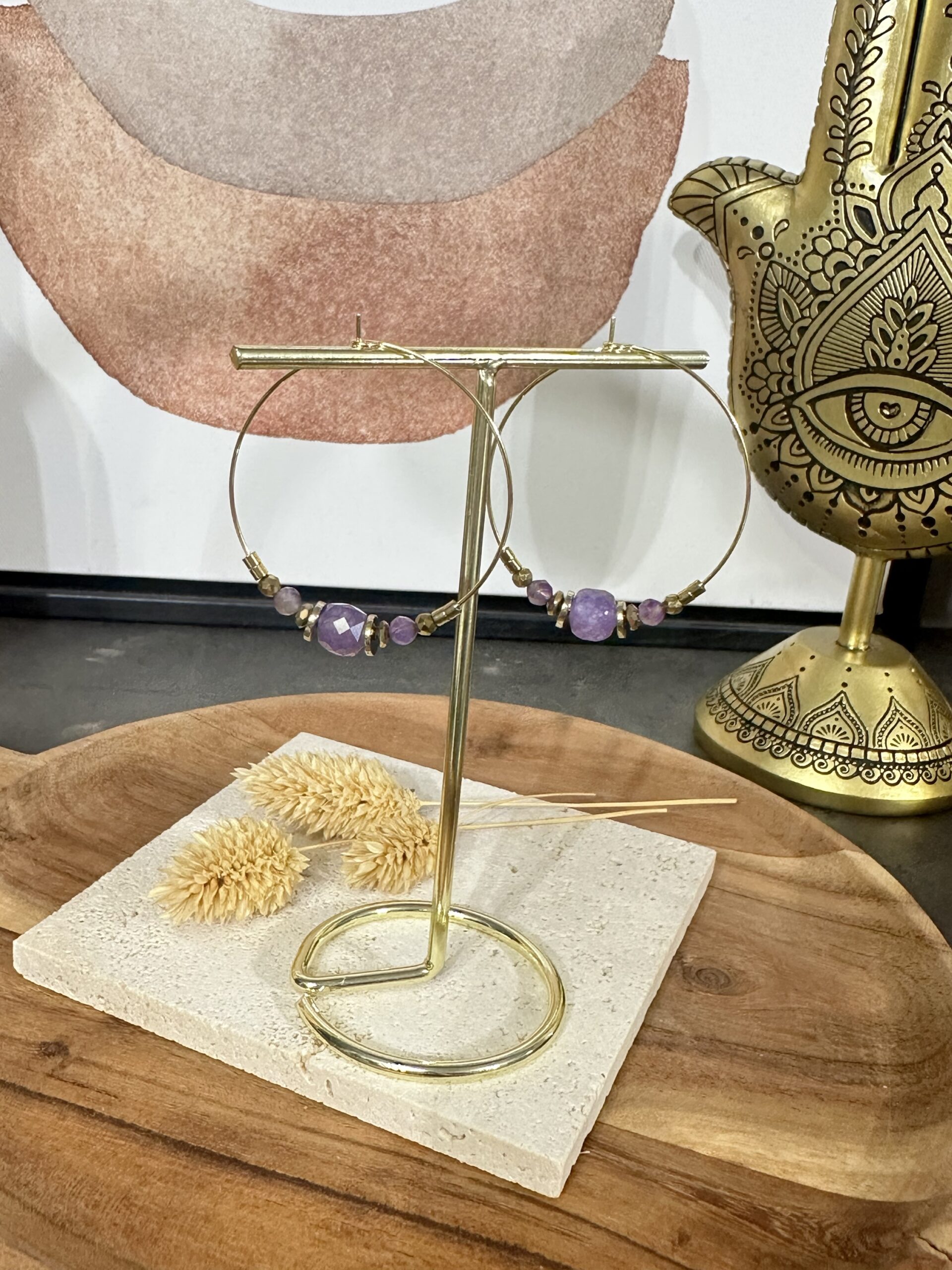 Créole pierre cubique d'améthyste