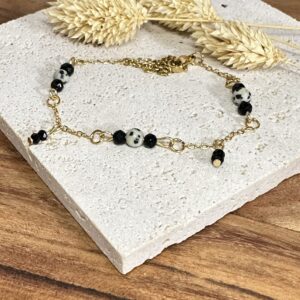 Bracelet en perle de jaspe dalmatien