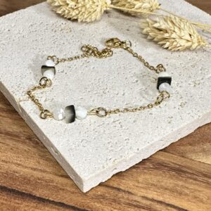 Bracelet nacre blanche & marron