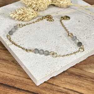 Bracelet perles de labradorite grises