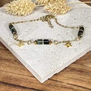 Bracelet étoiles dorées & turquoise africaine