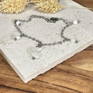 Bracelet lune en nacre & perles de nacre