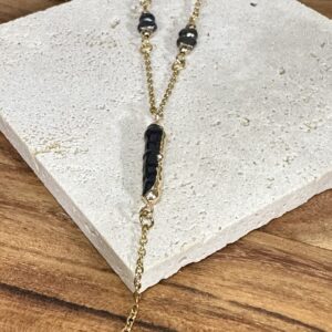 Collier perle d’eau douce anthracite