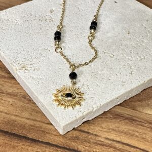 Collier oeil noir solaire & spinelle