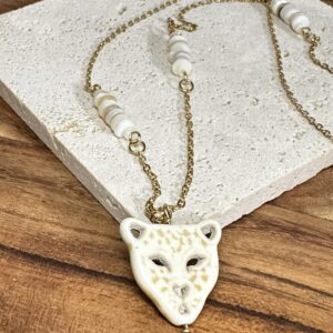 Collier léopard en céramique & nacre