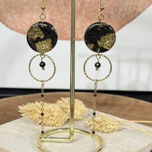 Boucles d’oreilles Noir & gold