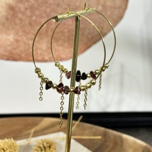 Créoles perles irrégulières grenat